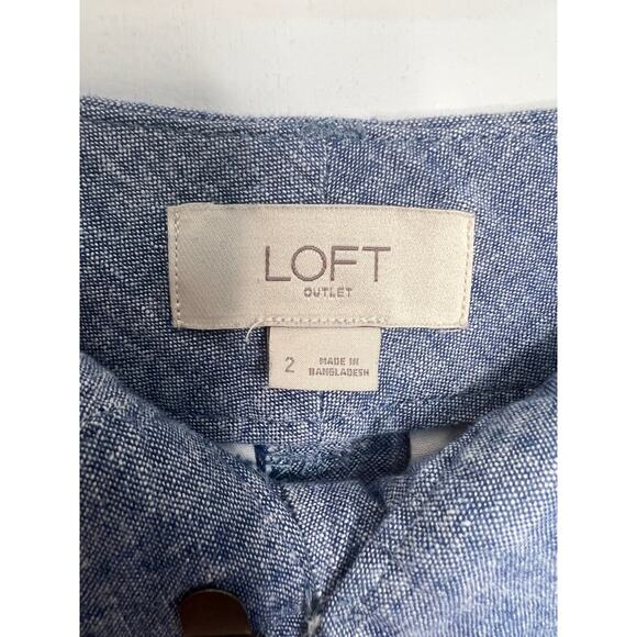 Loft Outlet Linen Blend Shorts Size 2 Blue Chino 4" Inseam Pockets Womens Summer - Picture 4 of 4